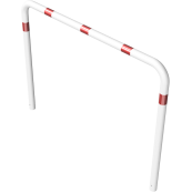 Guard hoop |  76 x 2,6 mm | without cross bar | for casting in concrete | total width: 2000 mm | total height: 1500 mm | hot-dip galvanized and white coatedwith red reflecting stripes